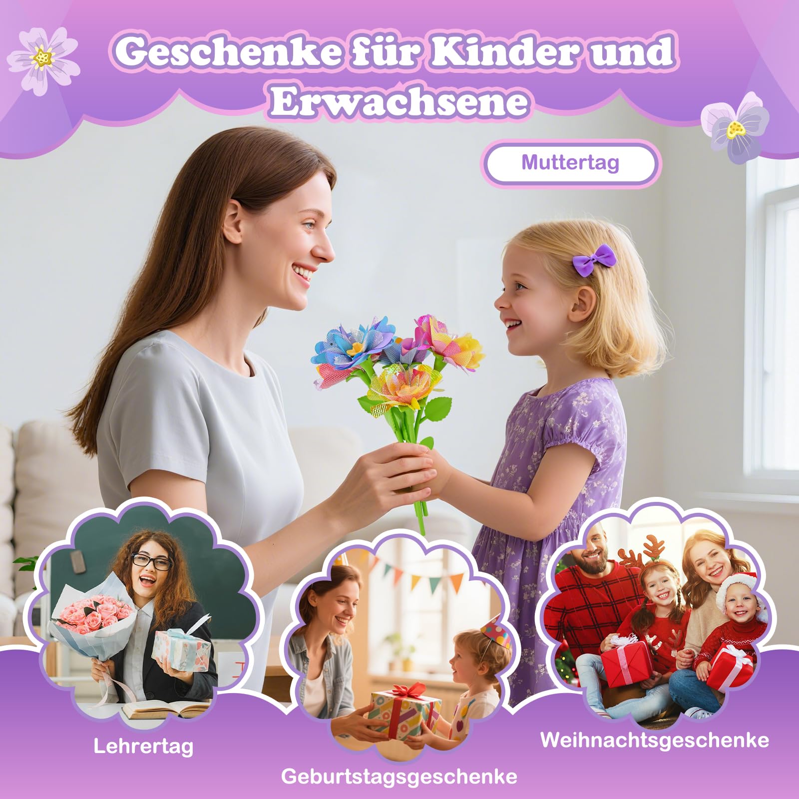 BlueSwan Bastelset Kinder, Geschenk Mädchen 4 5 6 7 8 9 10 + Jahre | Blumenpresse, Mitgebsel Kindergeburtstag Gastgeschenke, Blumen Basteln, Garten Diy ADHS Spielzeug, Fördert Feinmotorik