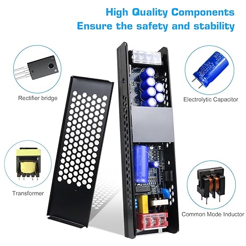 Miniatura 6 de Fuente de alimentación de 24 V, adaptador de fuente de alimentación de conmutación regulada universal de 8.5 A 200 W, transformador de CA de 110-250