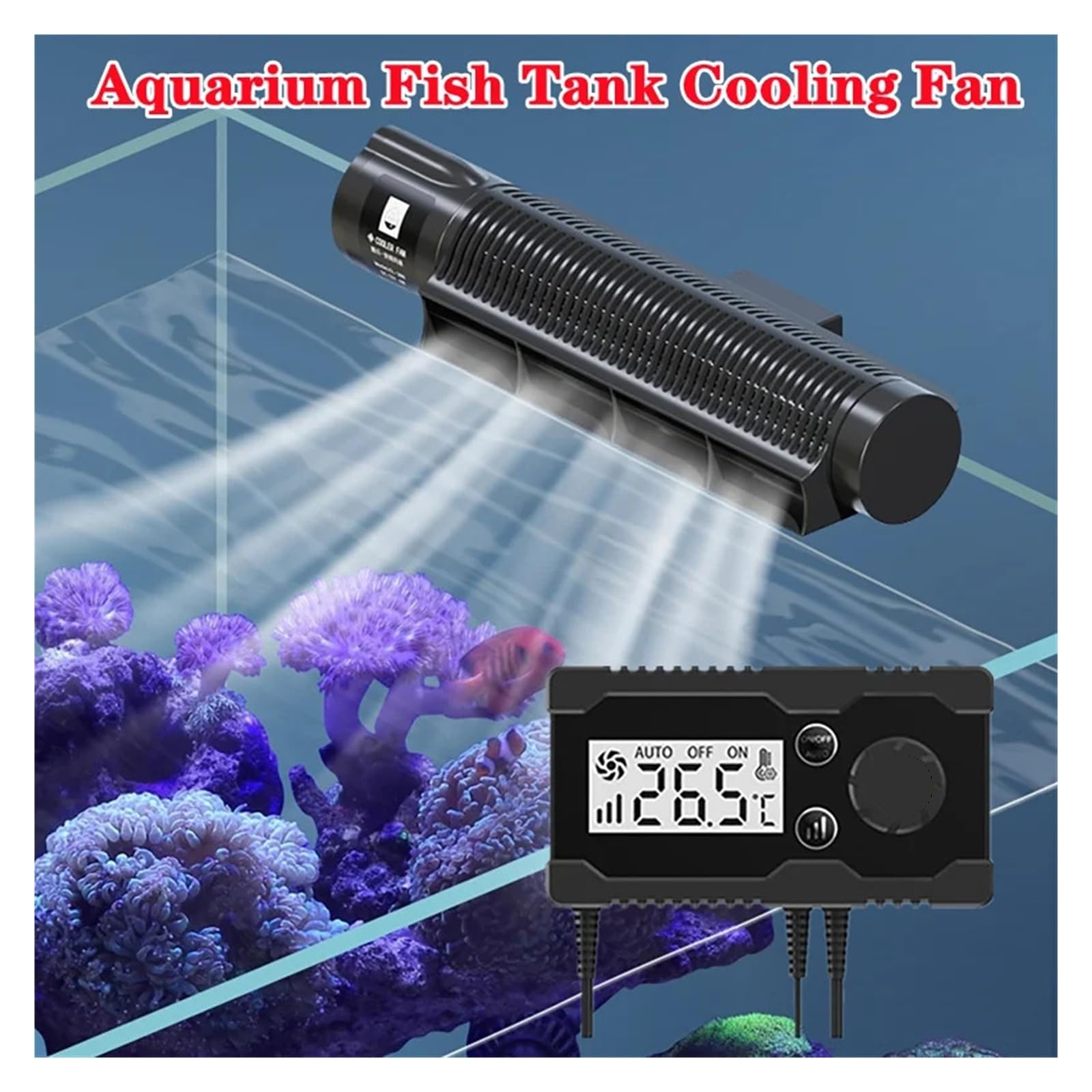 Ventilador de refrigeración for Tanque de Peces de Acuario, Adecuado for Agua de mar Dulce, Control automático de Temperatura, Controlador de Pantalla, Enfriador