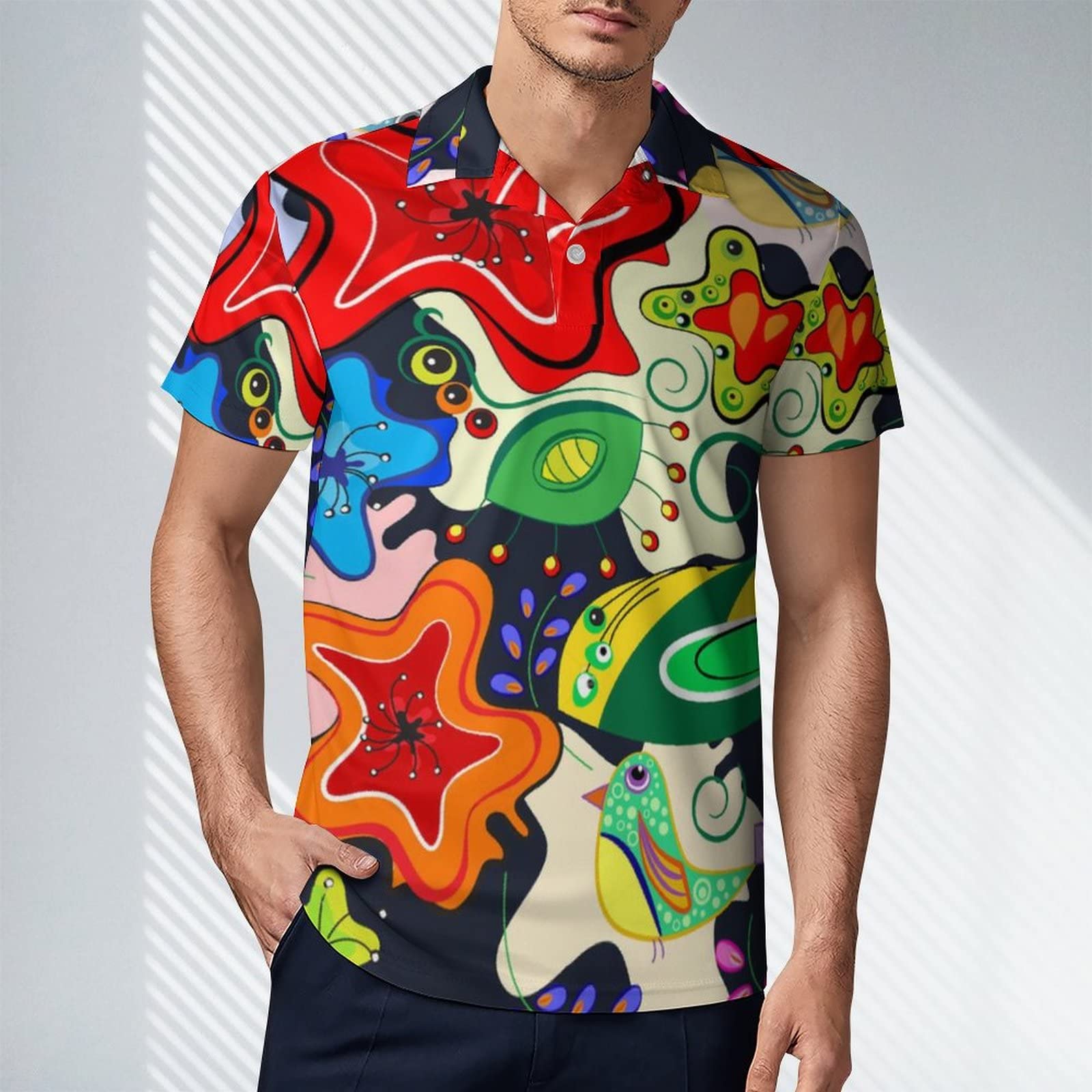 Amazon.co.jp: ポロシャツ 半袖 メンズ POLOシャツ カラフルな花柄 T 
