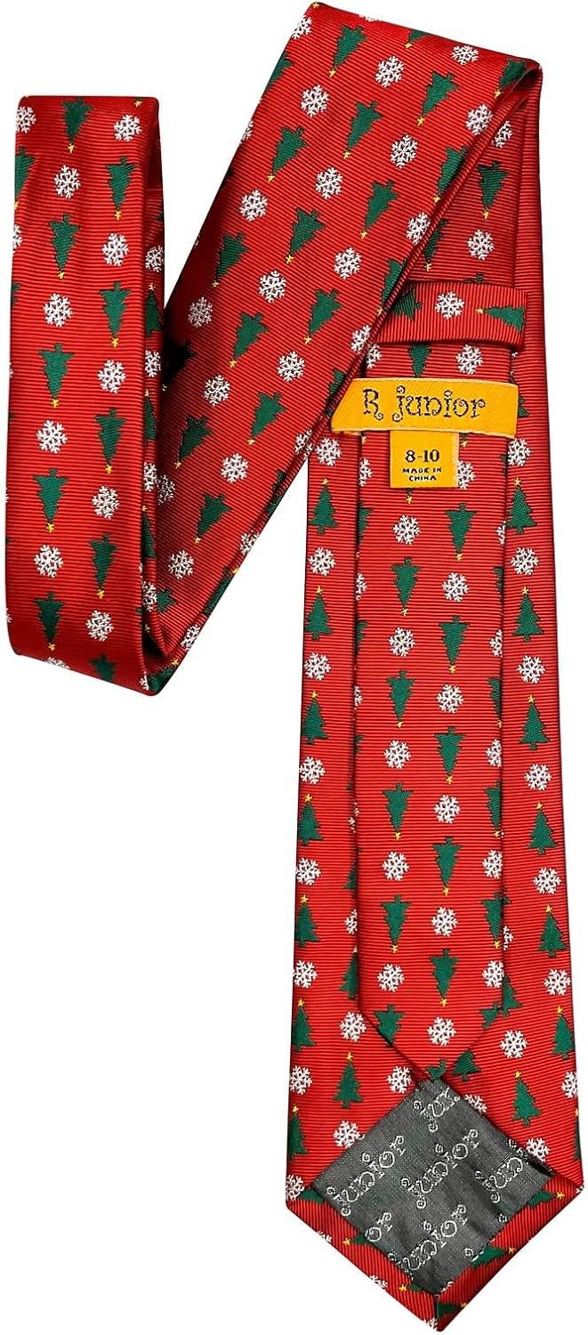 Retreez Classy Christmas Tree and Snowflakes Woven Boy's Tie - 8-10 years