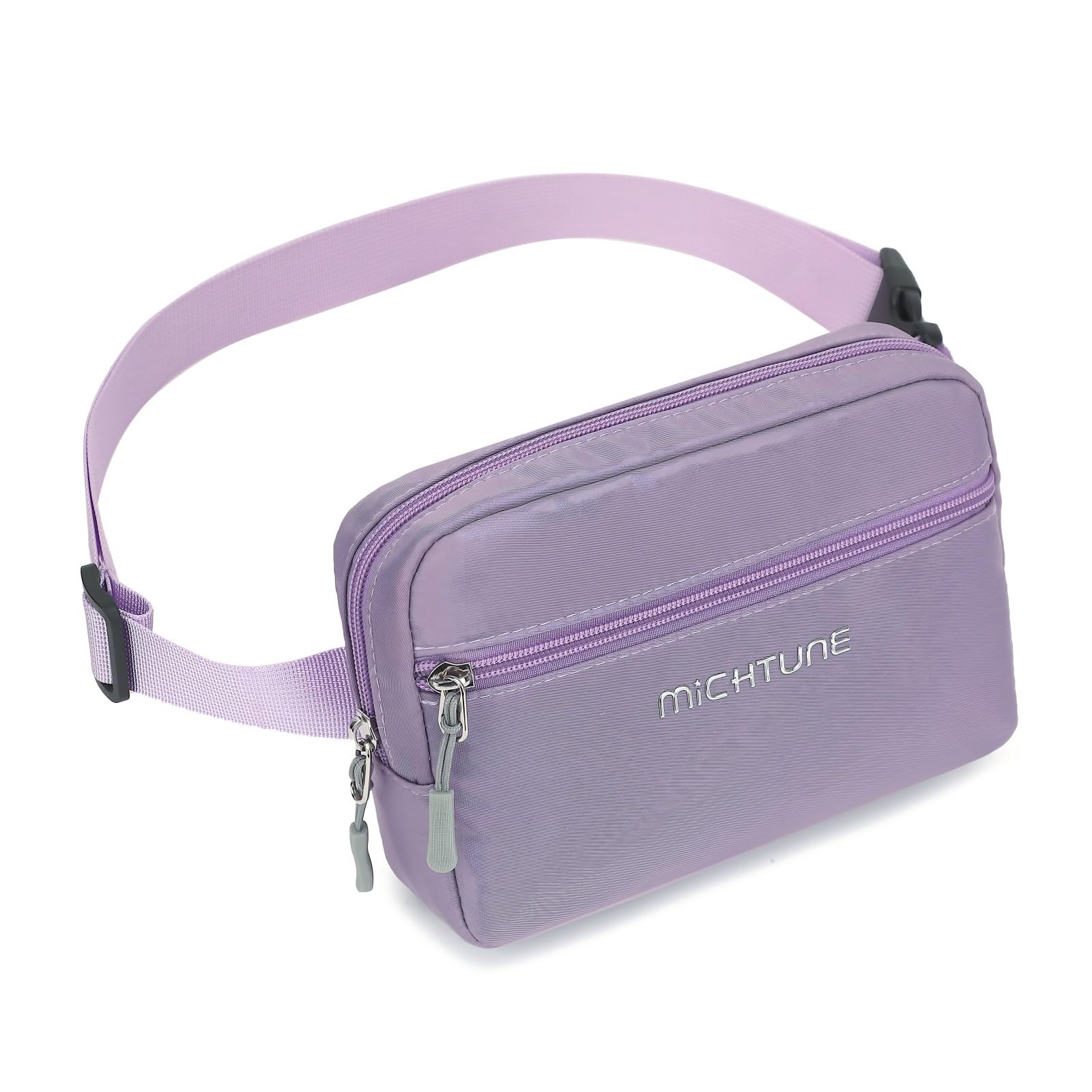 MICHTUNE Belt Bag,Nylon Cross Body Fanny Pack for Women Men,Waterproof Fashion Waist Packs,Crossbody Bags with Adjustable Strap (Purple)