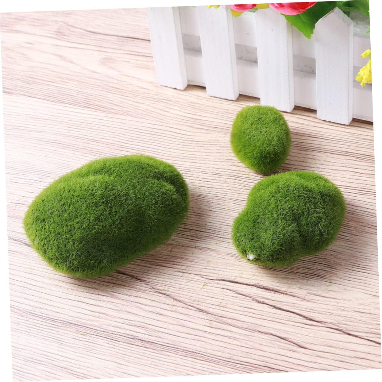 FONDOTIN Moss Rocks Decorative Fuzzy Cover Stones 10-Piece Set for Floral Arrangements Terrariums and Home Decor Green Artificial Balls for Gardens and Craft Projects