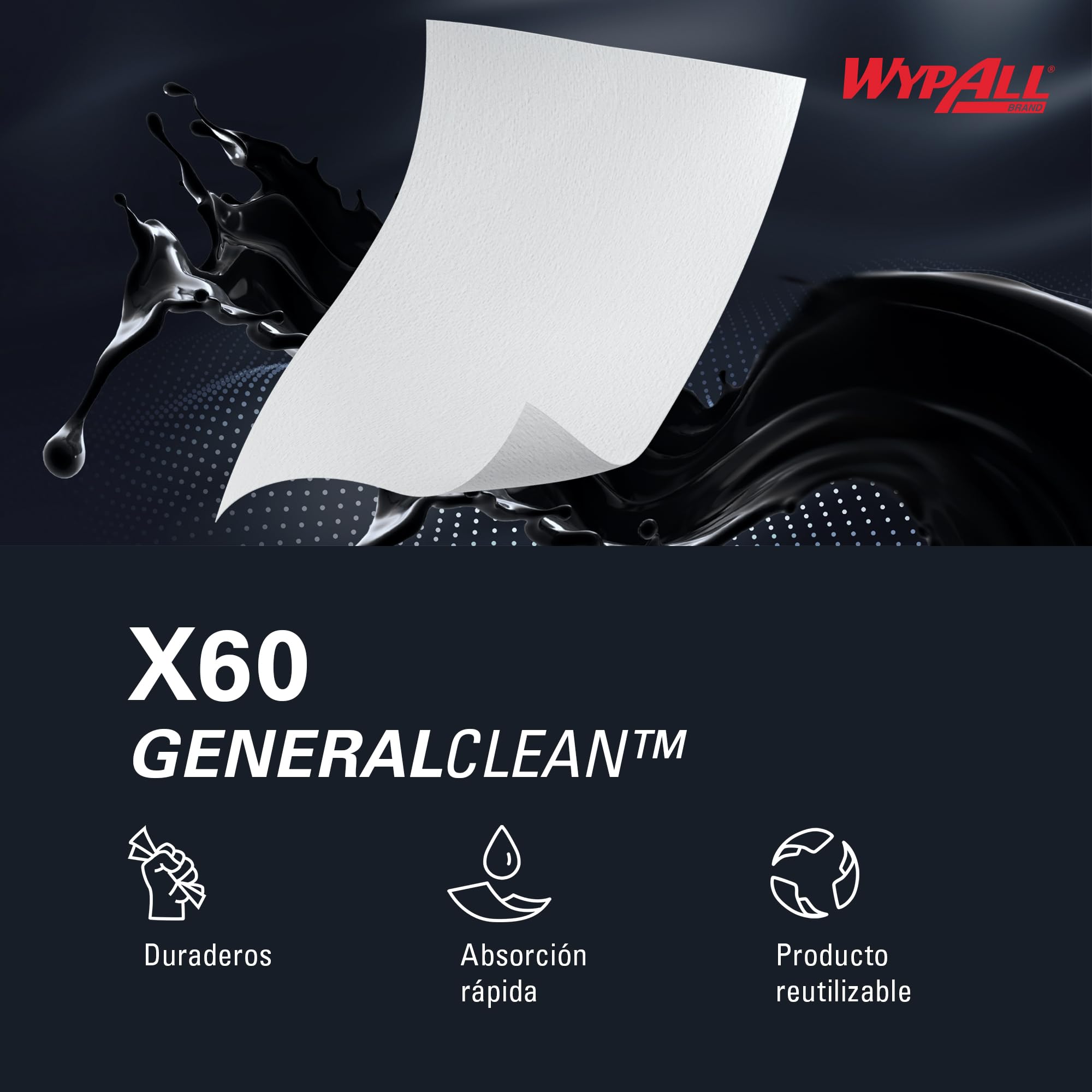 WypAll X60 Paños 6035, 1 Capa, Ligeros y Absorbentes, 1 Caja x 200 Paños (200 total)