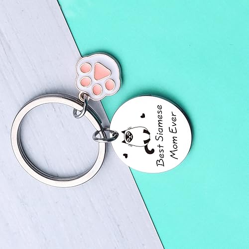Miniatura 5 de ZNOSVEI Llavero de dueño de gato siamés con tema siamés, regalo de bestias, llavero de gato siamés