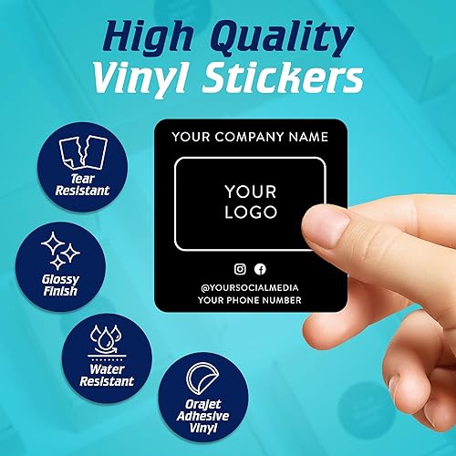 Vista 248 de DayStar Custom Signs & Design, Paquete de 60 calcomanías rectangulares personalizadas de vinilo personalizadas para logotipo de pequeñas empresas