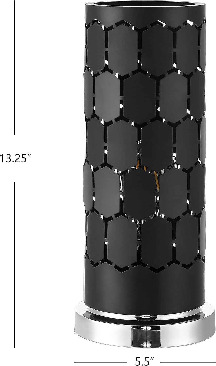 SAFAVIEH Lighting Collection Navo Modern Contemporary Black Iron 13-inch Uplight Bedroom Living Room Home Office Desk Nightstand Table Lamp (LED Bulb Included)