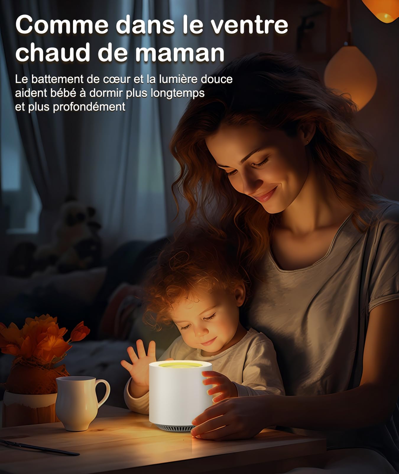 JBER Sleep Sound Machine à bruit blanc avec thérapie par lumière rouge, 38 sons apaisants avec fonction mémoire, veilleuse à intensité variable avec minuterie pour bébés et adultes