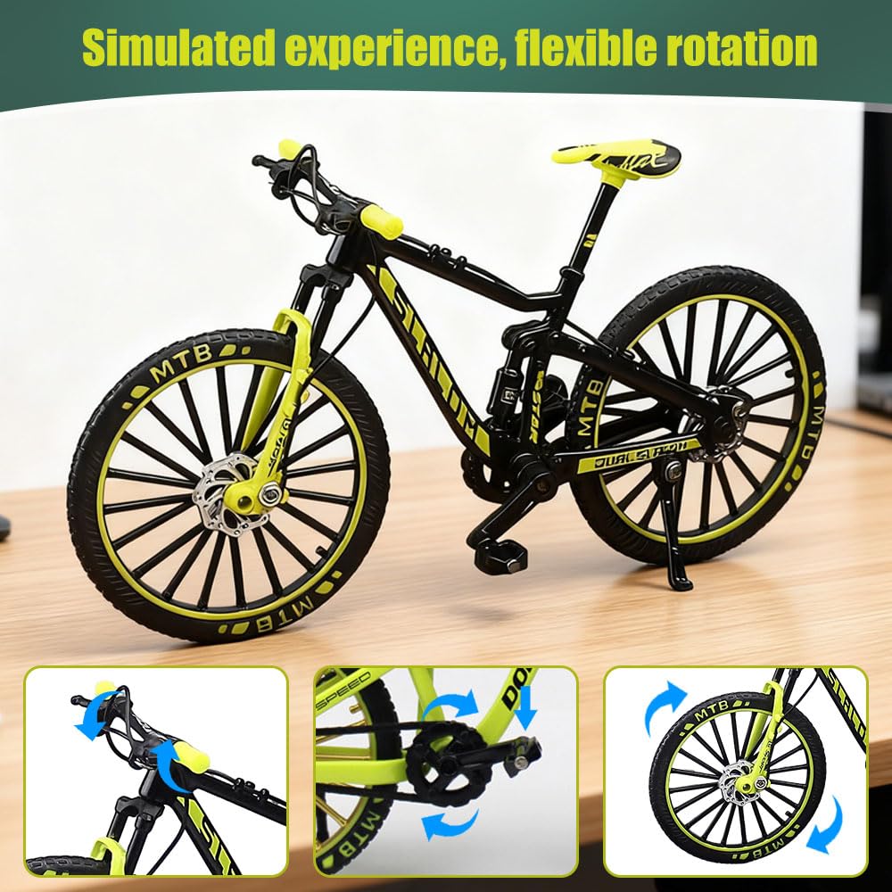 Model roweru górskiego, model roweru górskiego 1:10, zabawka, mini model roweru ze stopu roweru, model roweru górskiego, ornamenty do salonu, dekoracja stołu, biura (zielony)