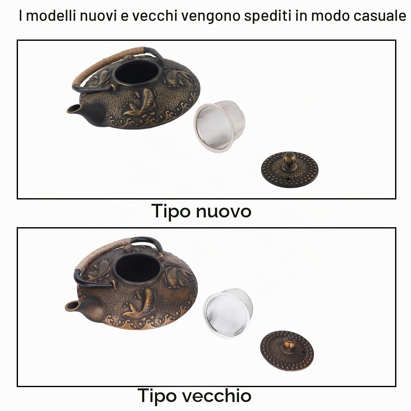 Bollitore in Stile Giapponese da 0,9 Litri in Ghisa Modello di Pesce Koi Bollitore con Maniglia Bollitore da pesca per la Casa Teiera