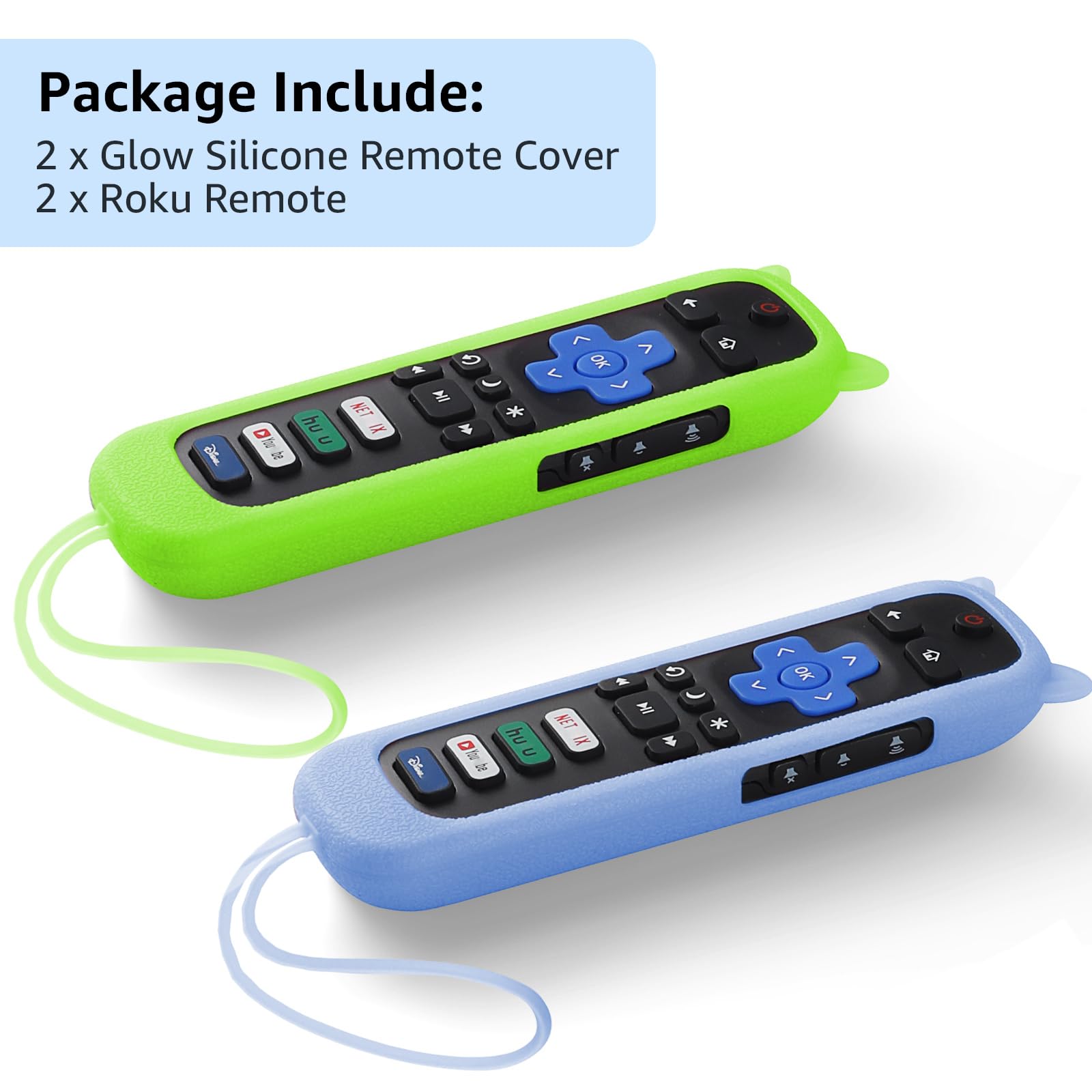 (Pack de 2) Télécommande de Remplacement pour Roku TV avec Housse de Protection Souple Télécommande Universelle pour TCL Roku/Hisense Roku/Onn Roku/Sharp Roku/Element Roku/Philips Roku Smart TVs (pas