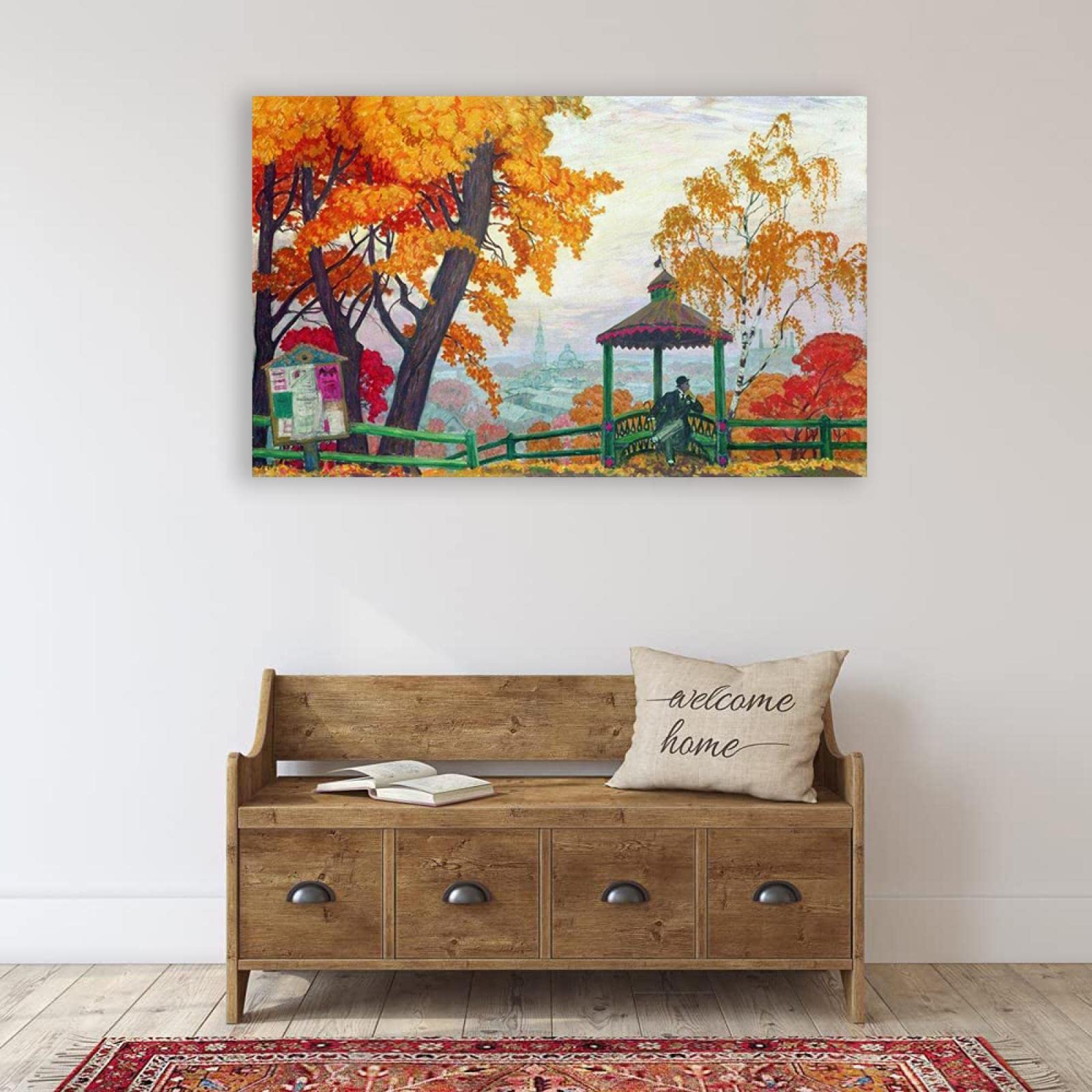 Słynne obrazy Borys Kustodiev druk na płótnie, plakat reprodukcyjny "Jesień.3" i druki zdjęcia ścienne do dekoracji wnętrz 60x108cm (23,7x42,5 cala) Nieoprawione