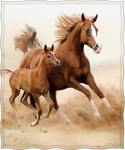 Miniatura 2 de Levens Manta de caballo para mujeres, niñas, niños, decoración familiar de caballo marrón corriendo para el hogar, dormitorio, sala de estar, silla,