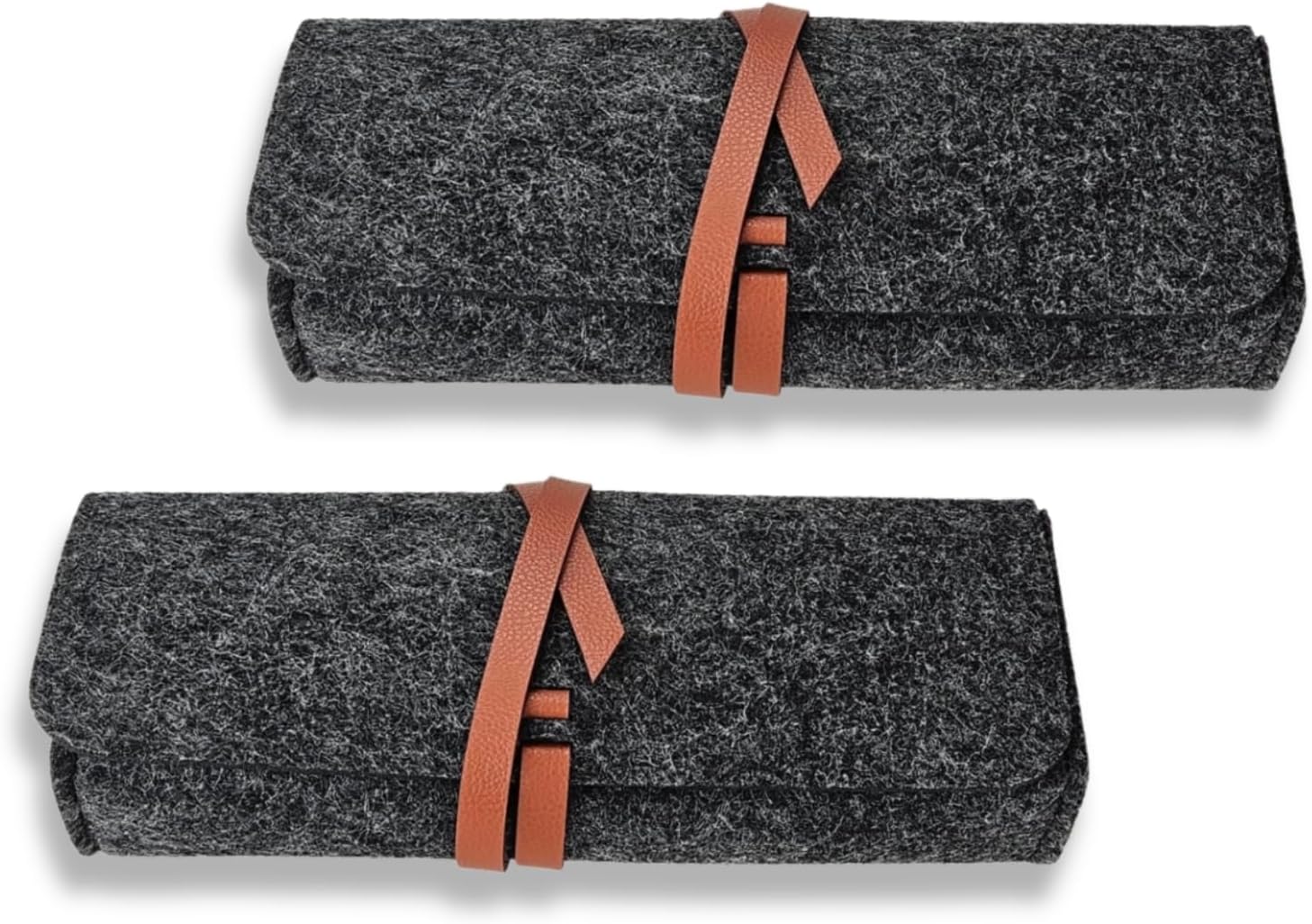 meori Felt Pencil Pouch with Artistic Vegan Leather Closure, Stylish Modern Design Durable (Dream Rose, 2 Pack)