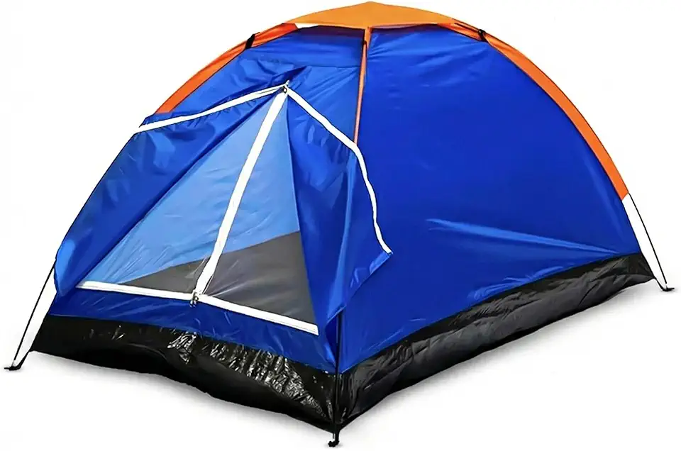 Barraca de Camping 2 Pessoas DDP Azul Oxford Impermeável Fibra de Vidro Mosquiteiro 200x140x100cm Montagem Rápida