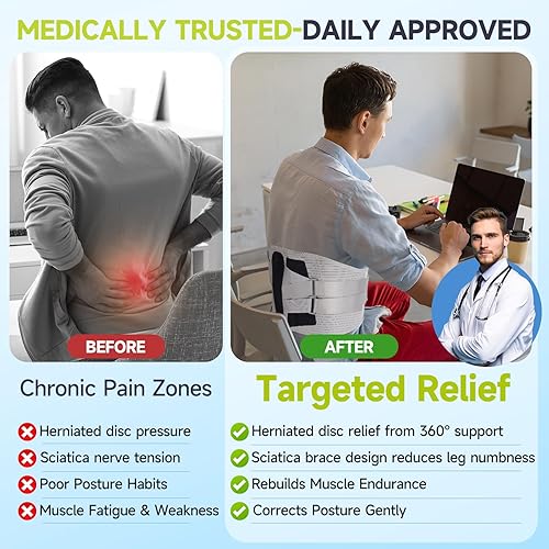 Miniatura 6 de Soporte de espalda para dolor de espalda baja. Soporte de espalda baja para hombres y mujeres. Cinturón de soporte lumbar con placas intercambiables