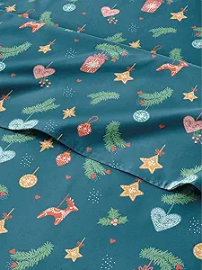 Queen Green Christmas Sheet Set - Holiday Xmas Pattern Bedding Set - Deep Pockets - Snug Fit - 4 Piece - Wrinkle Free & Easy Care - Comfy Festive Winter - Holiday Sheets for Women, Men, Kids & Teens