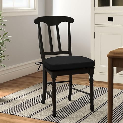 Miniatura 6 de Shinnwa Juego de 2 cojines para sillas de cocina, antideslizantes, con lazos y fundas lavables a máquina, paquete de 2, 17 x 16.5 x 2 pulgadas,