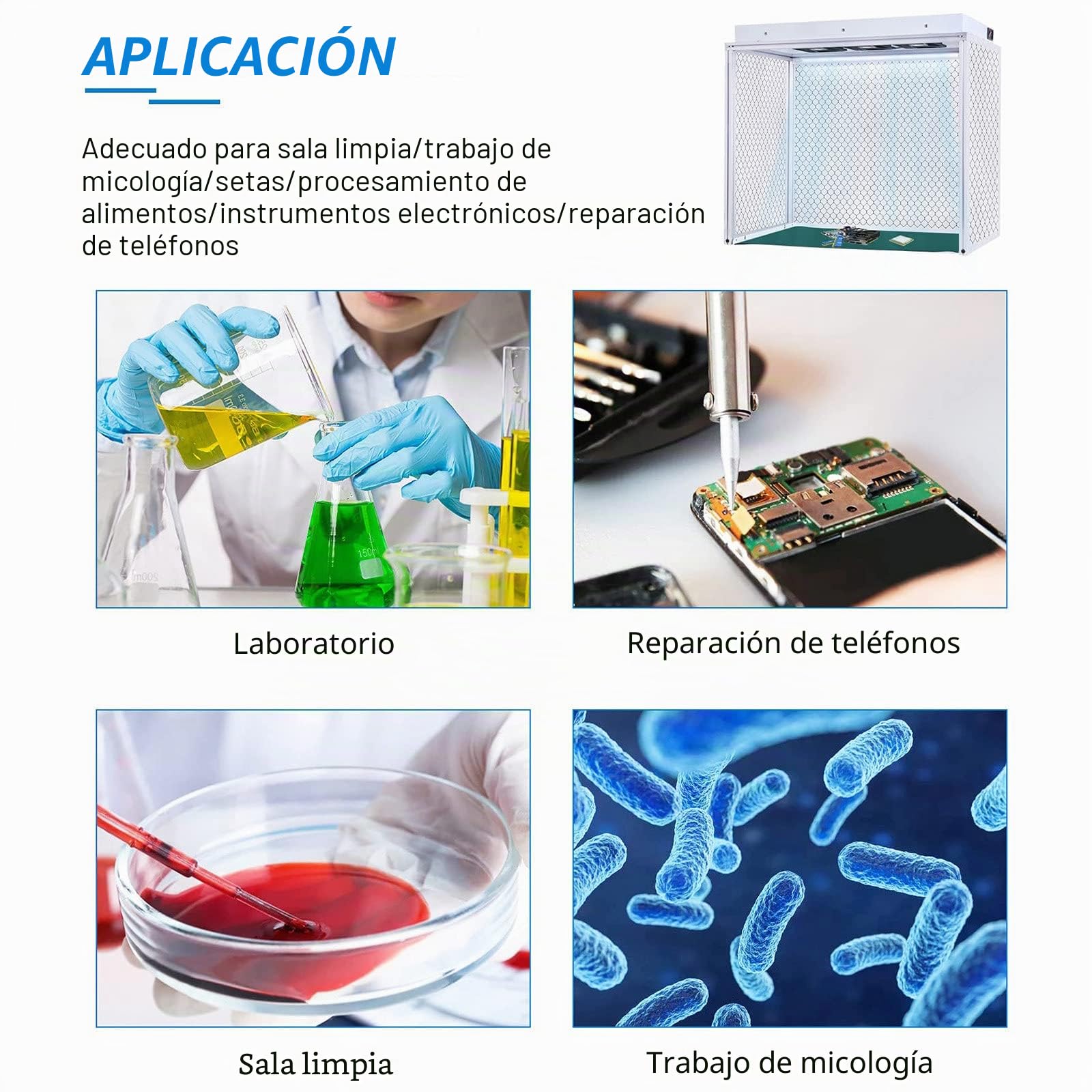Campana De Flujo Laminar Vertical,Banco De Flujo De Aire Limpio Con Tres Ventiladores,Filtro Hepa,Mesa De Trabajo De Flujo Laminar Vertical Libre De Polvo Con áRea De Trabajo De 24.4X12.2In,220V