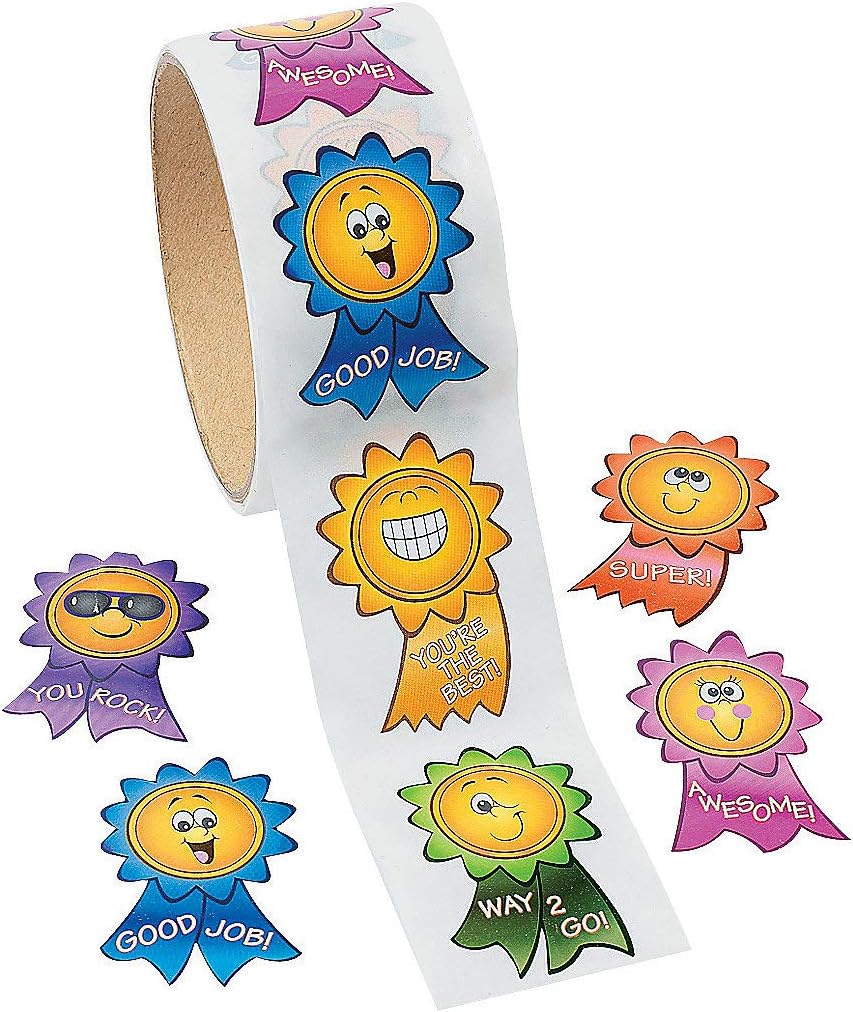 Fun Express Motivational Smiley Face Stickers - 1 Piece - Educational and Learning Activities for Kids