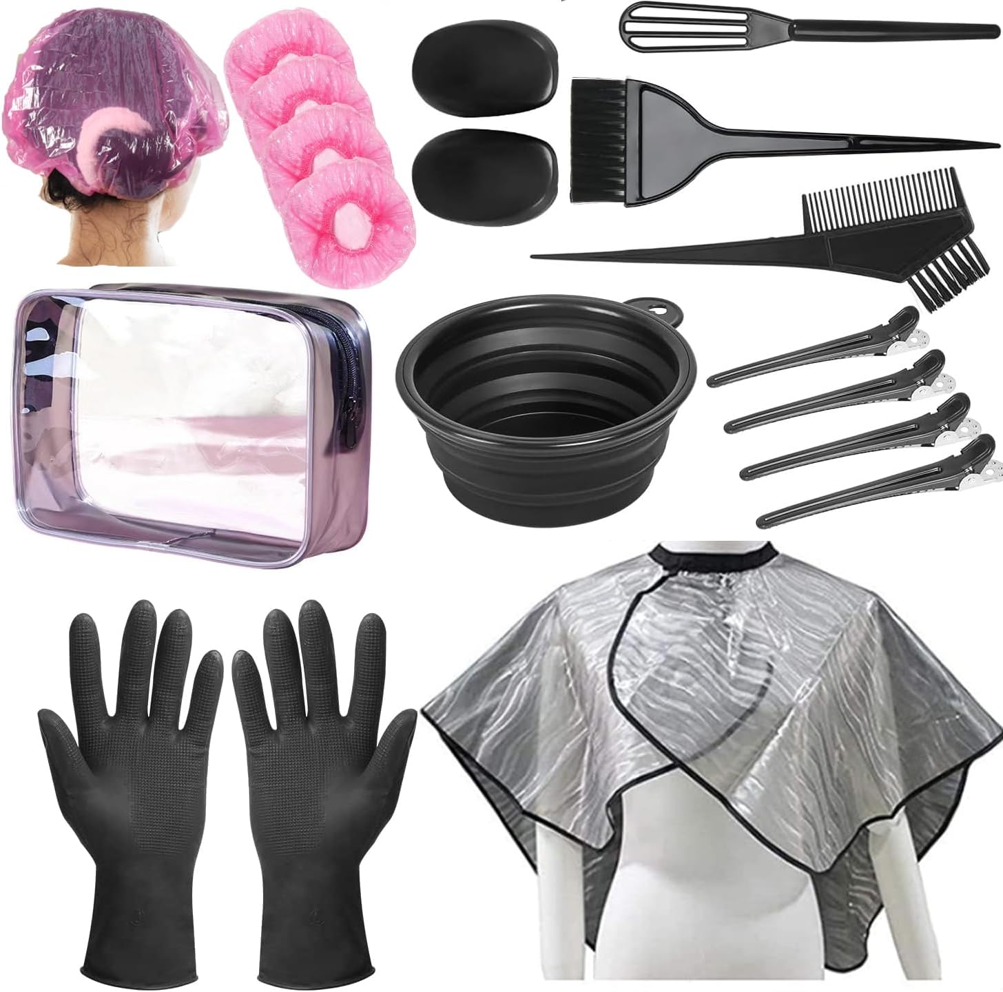 NOUSV プロフェッショナル サロン ヘアダイキット 18点 ヘアカラーキット - ヘアティンティングボウル ヘアアジテーター 染