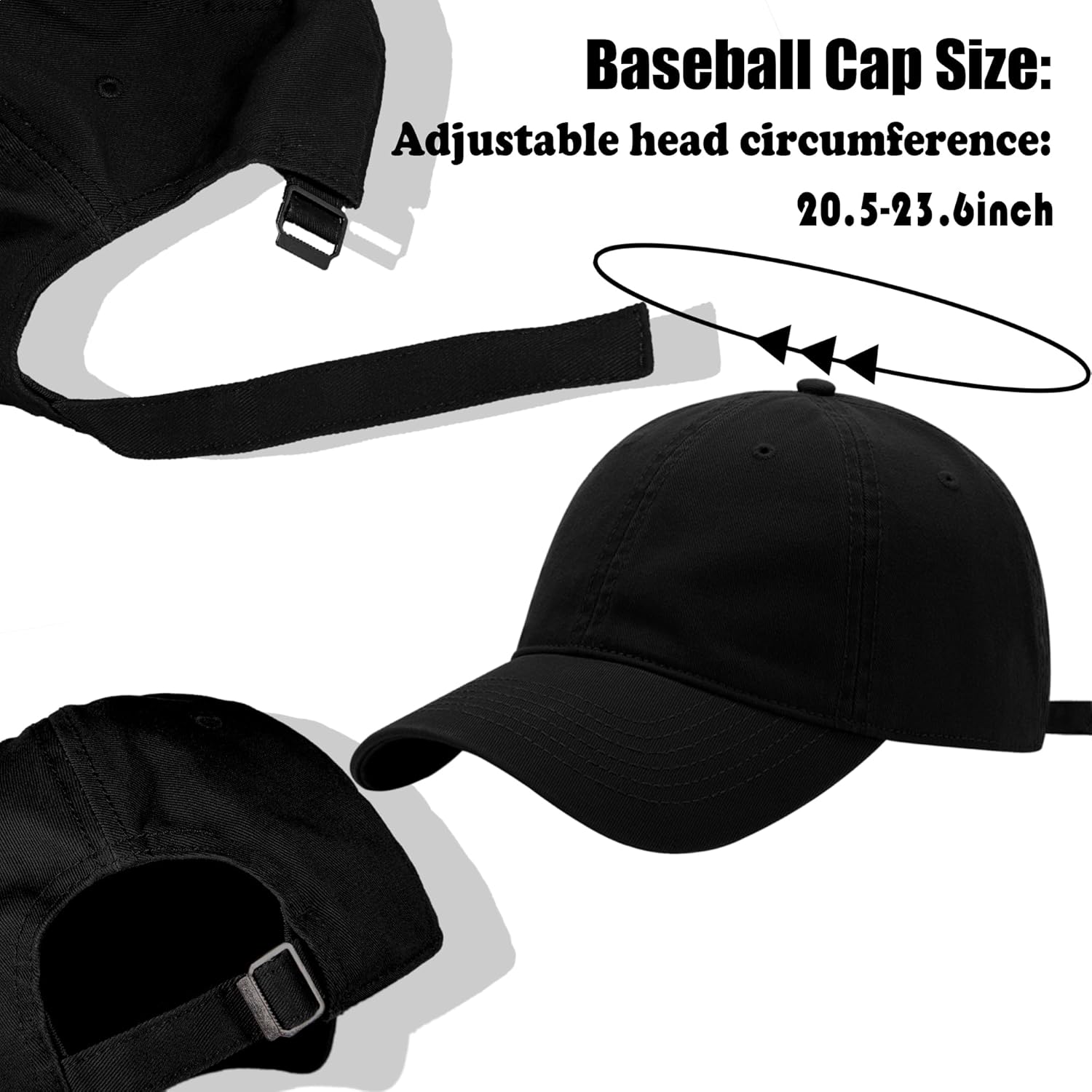 3 Pack Washed Plain Vintage Baseball Cap Cotton Adjustable Twill Bulk Low Profile Classic Dad Hat for Men/Women - Image 2