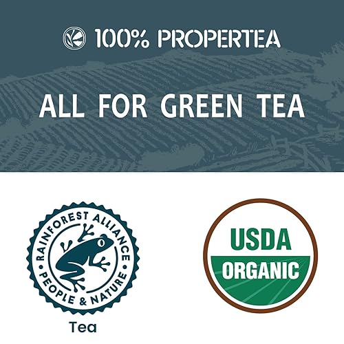 Miniatura 6 de 100% Propertea Bolsas de té verde orgánico, 100 bolsas de té ecológicas, sabor clásico, cafeinado, rico en antioxidantes, bolsa resellable