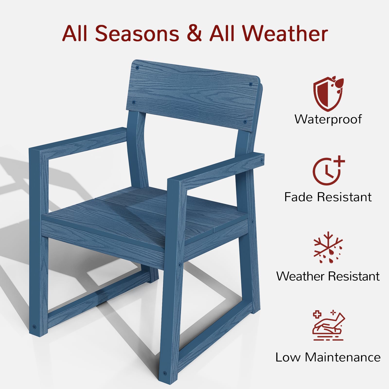 Heavy Duty Stoog Outdoor Chairs Set Of 2, All-Weather HIPS Patio