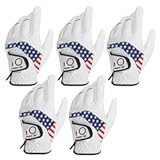 Golf Gloves Men Left Hand Right Leather Value 5 Pack&comma; Mens Golf Glove for Right Left Handed Golfer All Weather Grip Small Medium ML Large XL XXL 3XL