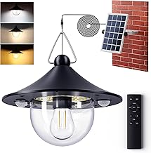Quntis Outdoor Solar Lamp with Remote Control, 80 LEDs & E27 Bulb, Suspended Chandelier with 2 Motion Sensors, 5 Modes, 2700K-6500K, Waterproof IP65 Lights for Gazebo Balcony Garden