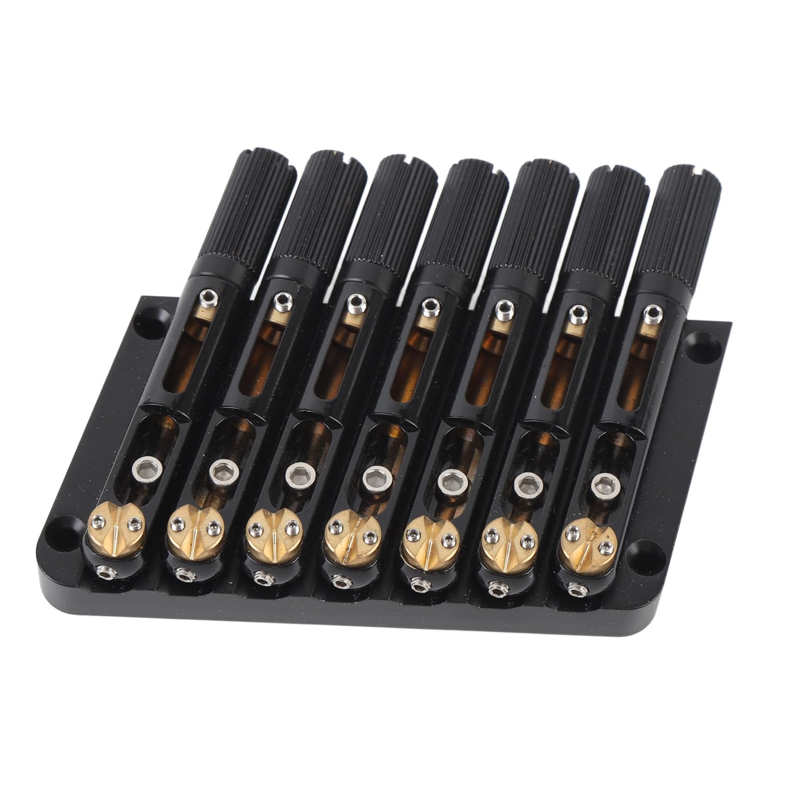 POENVFPO Sostituzione di Ponte di Chitarra Senza Testa, 7 Corde in Acciaio Legato e Ottone, Qualità Tonale e Suono Migliorata per Chitarra Elettrica (GA1127)