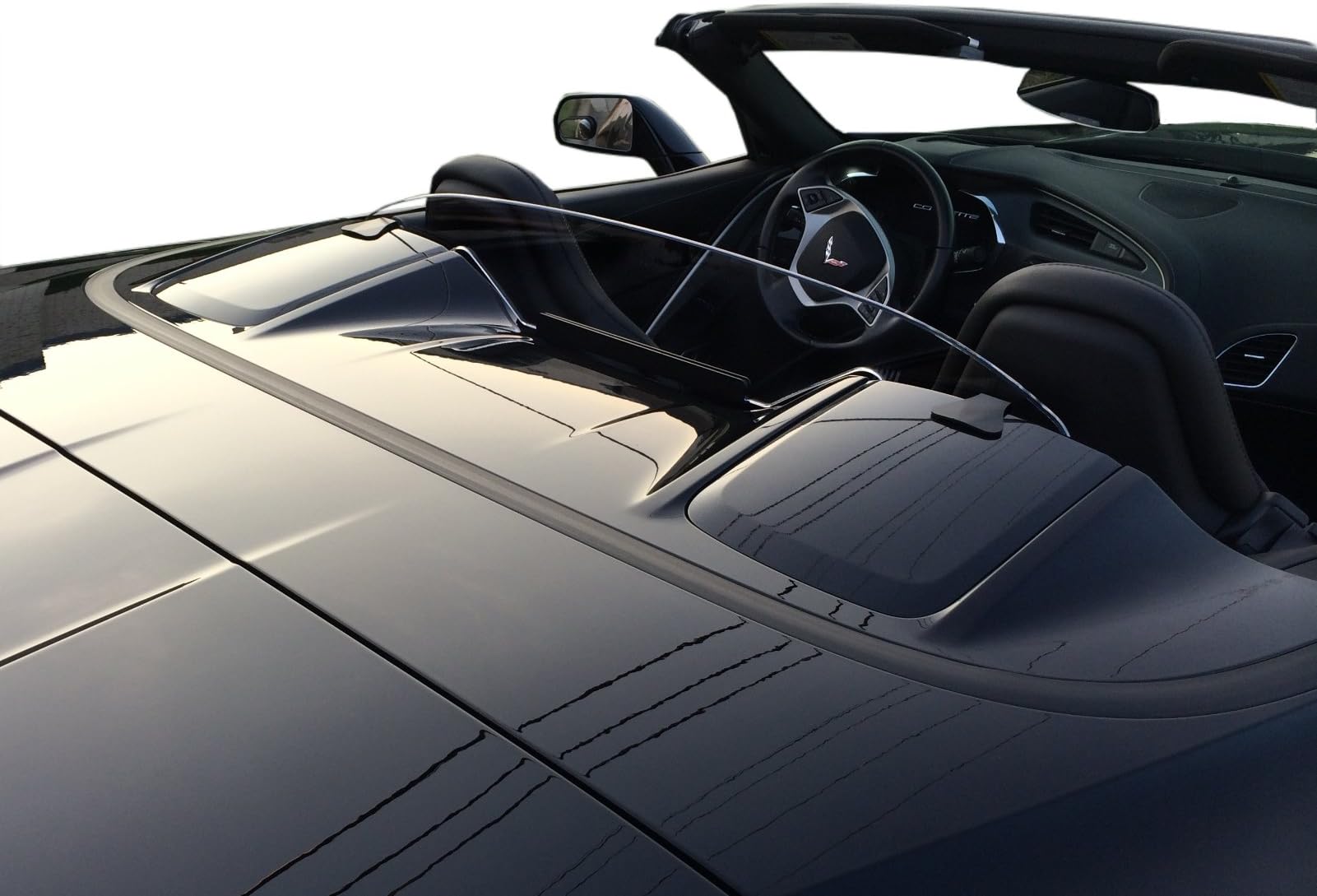 Convertible Wind Deflector Compatible with 2014-2018 Chevrolet C7 Corvette Stingray - Control air flow, cut down backdraft, wind noise - Patented - Easy Install, Secure Mounting - Clear