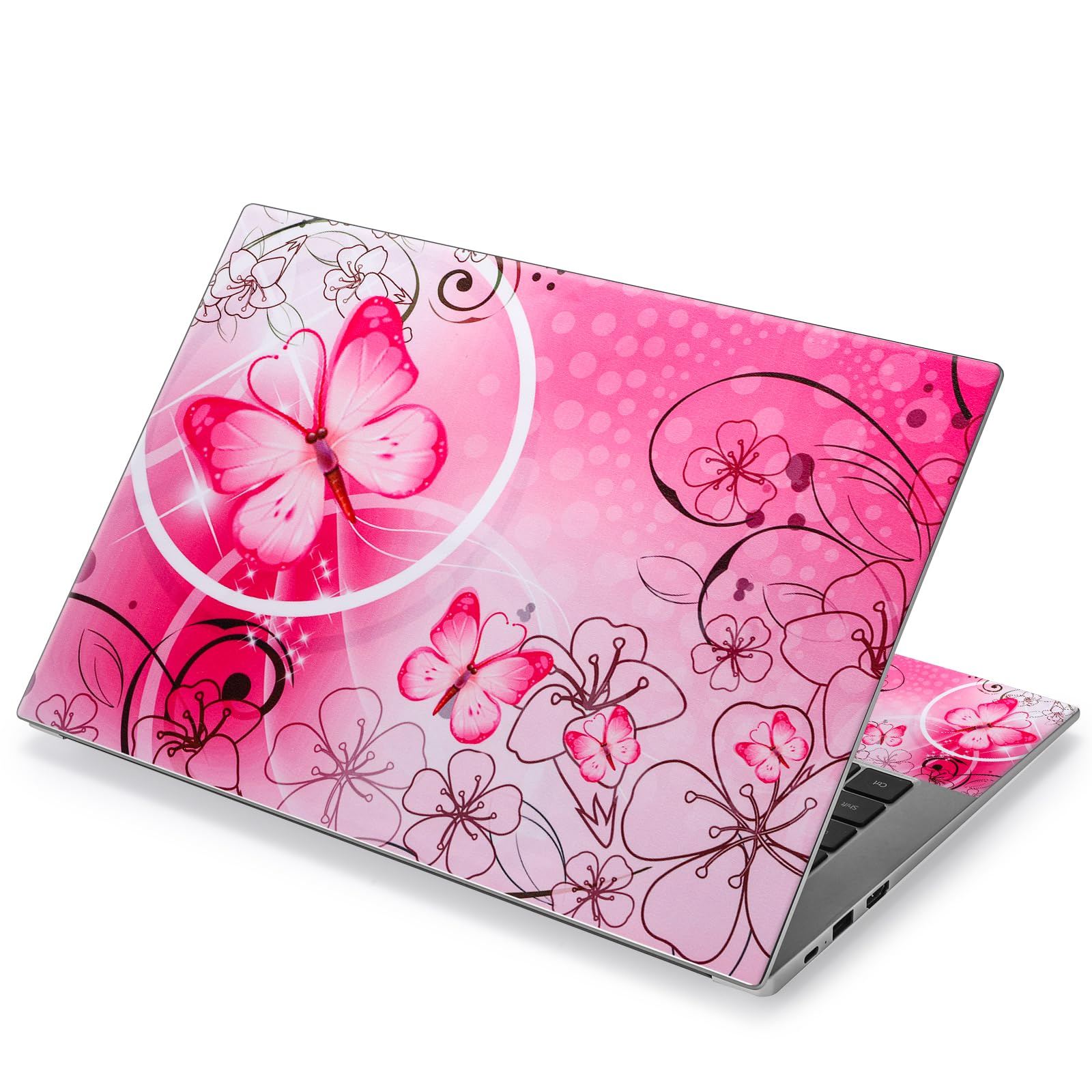 Adesivo Protettivo Riusabile per Sticker Skin Laptop Netbook da 11,6 13 13,3 14 15 15,6 Pollici Skin Sticker e Cover Decal chromebook (Farfalla rosa)