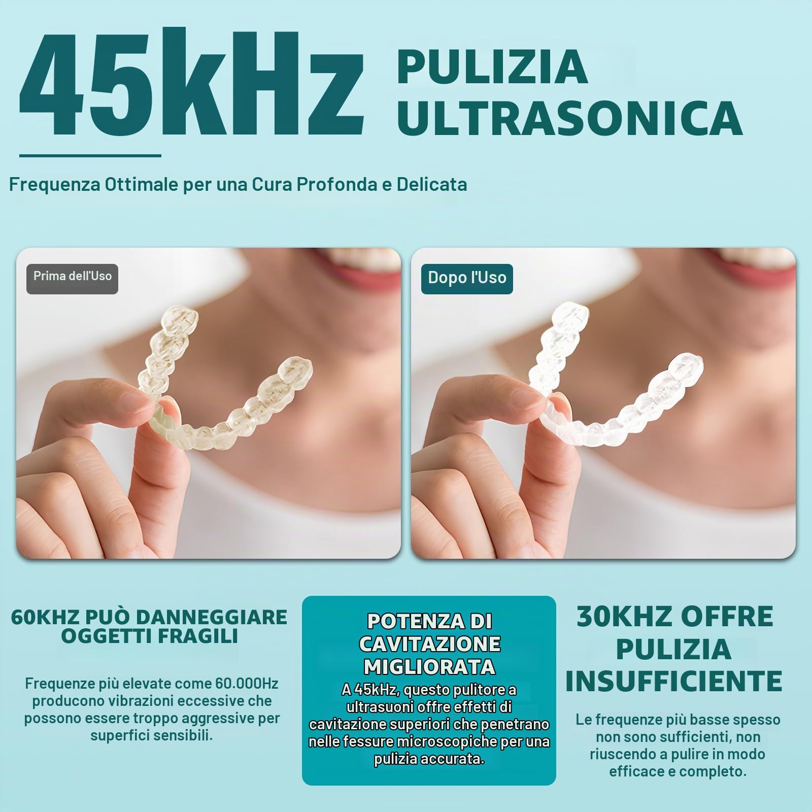 Pulitore Ultrasuoni 45kHz Lampada UV 200ML Ultrasonic Cleaner Pulizia Ultrasuoni per Bite Pulitore a Ultrasuoni per Apparecchio Denti,Protesi Dentarie,Allineatore Dentale,Gioielli,Testine Spazzolini