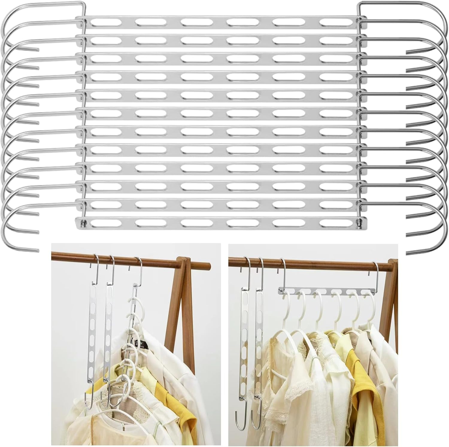 20 Pieces Space Saving Metal Collapsible Hangers for Heavy Clothes, Closet Space Savers Metal Hanger Organizer for Dorm, Room Essentials Storage
