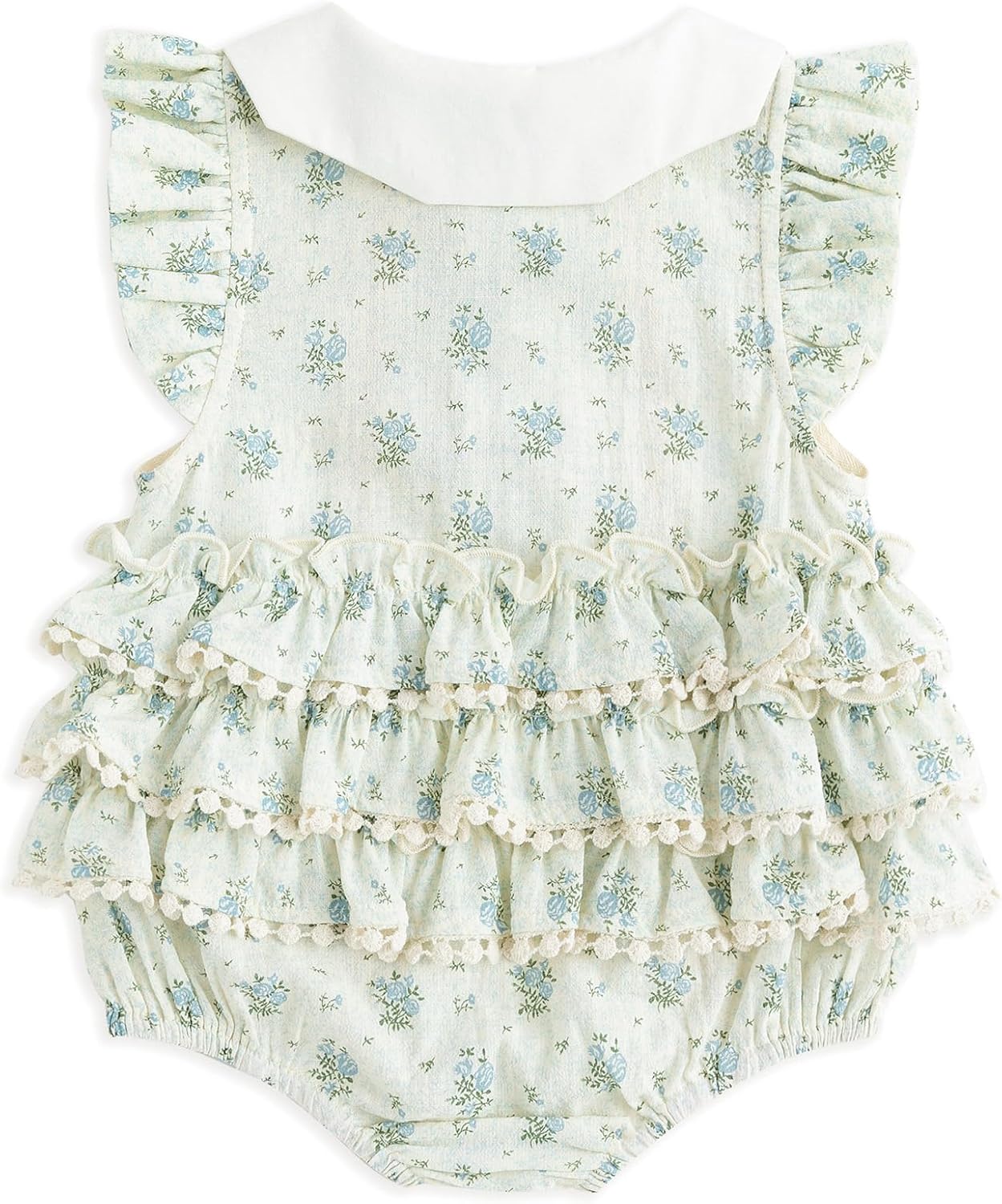 Simplee kids Baby Girls Romper Sleeveless Summer Outfits Rompers baby rompers girl Floral Pattern Button One Piece Outfit - Image 2