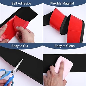 DGSL Flexible Baseboard Trim 4 x 10ft, Self Adhesive Vinyl Wall Base,Black | Rubber Toe Design, Easy to Cut, Protects Walls, Creates a Clean Finish for Kitchens, Bathrooms, Bedrooms, Hallways & Offices