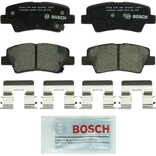 BOSCH BC1594 QuietCast Premium Ceramic Disc Brake Pad Set - Compatible with Select Hyundai Elantra GT, Sonata, Veloster; Kia Cadenza, Forte, Forte Koup, Forte5, Soul, Soul EV; REAR