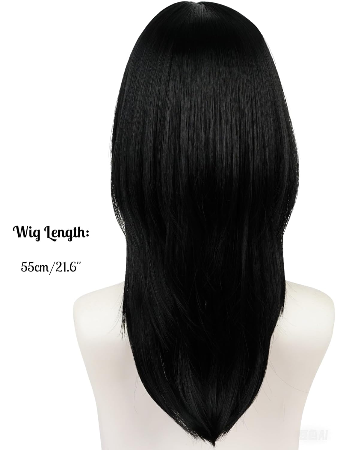 Half and Half Emo Costume Scene Wig Set Black Cosplay Anime Wig with Side Part Bangs 21.6'' Synthetic Hair for Women Halloween Party - Image 4