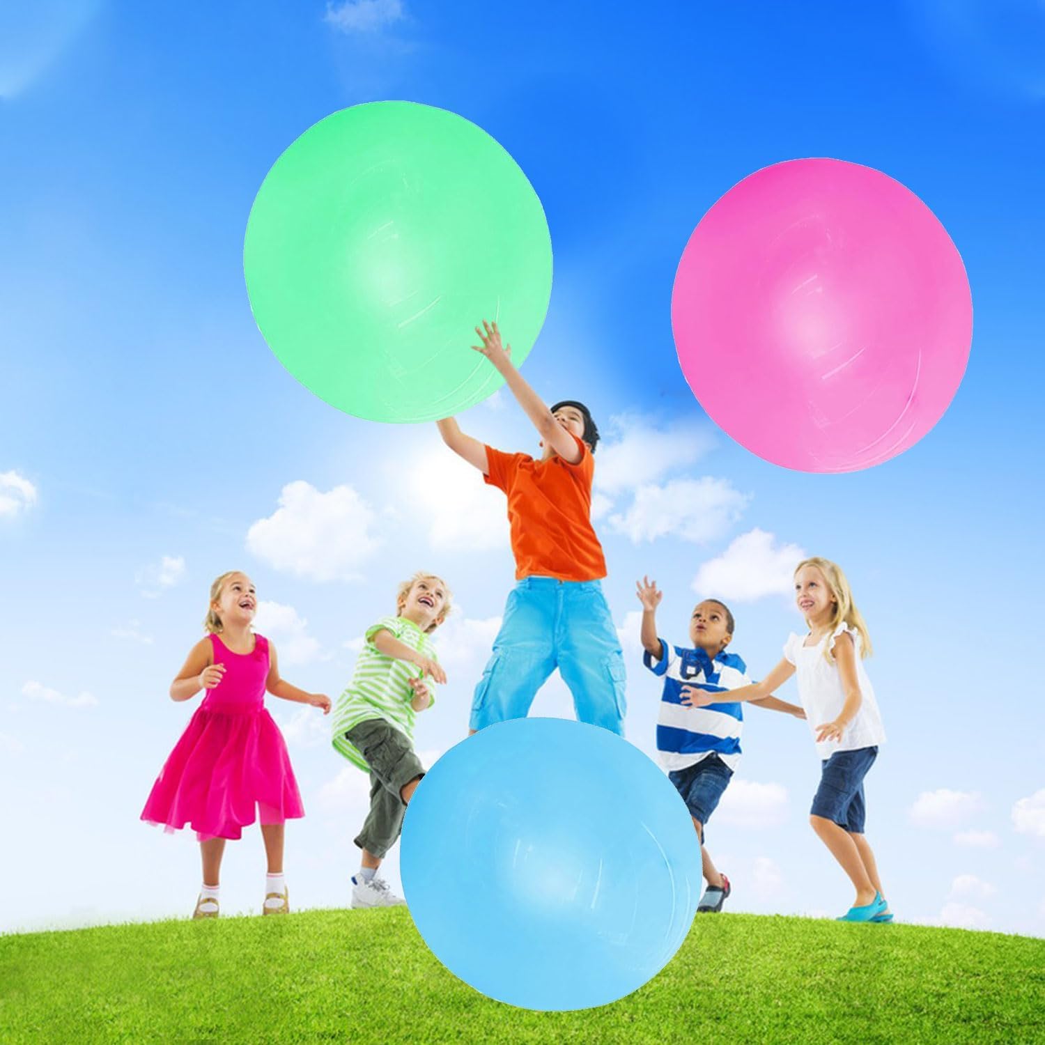 Photo 1 of 3pcs Giant Bubble Balls Water Balloons Giant Inflatable Water Ball Water Bubble Ball Beach Ball Yard Games Soft Rubber Ball Water Ball Balloon for Outdoor Indoor Party Garden Pool Beach Ball