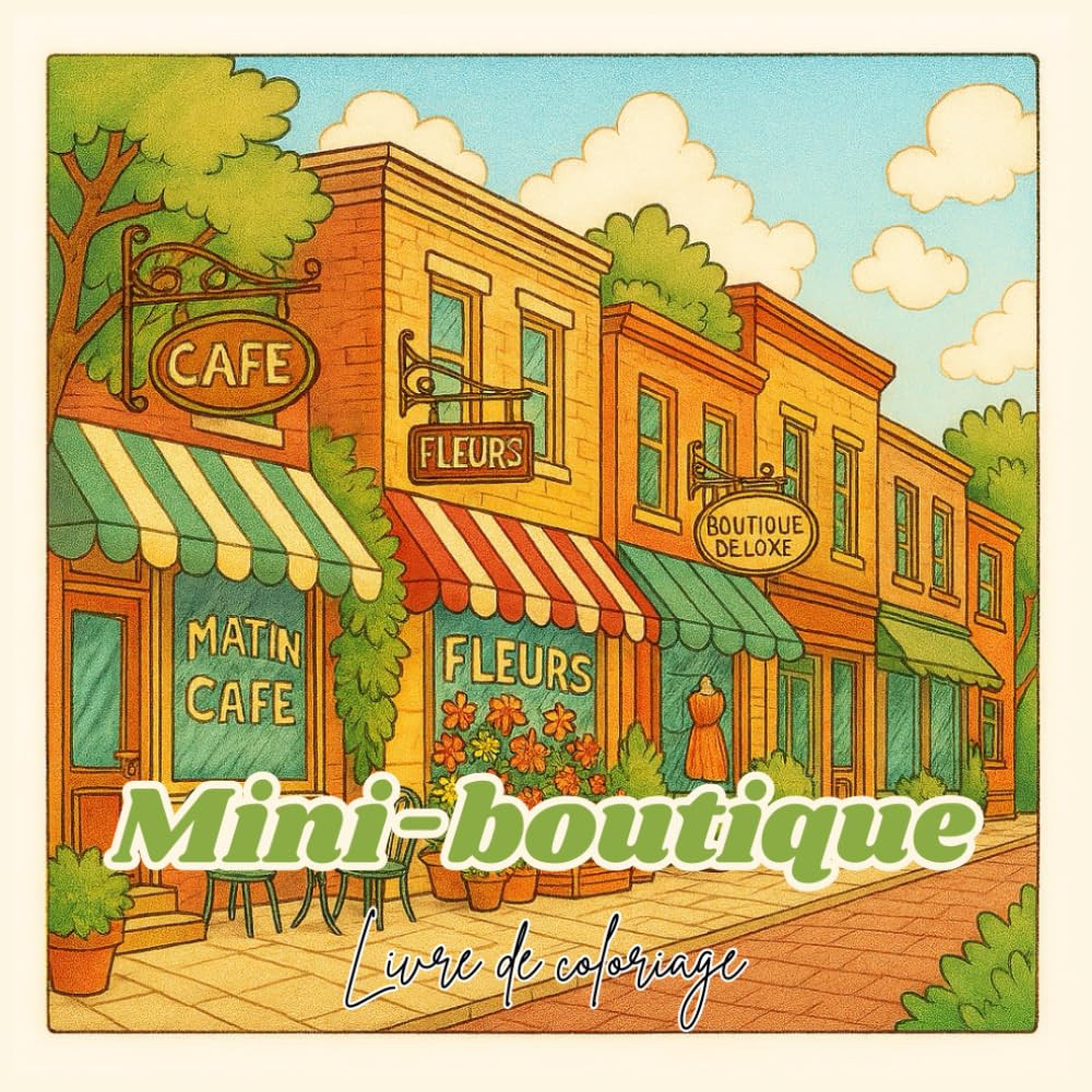 Livre de coloriage Mini-boutique: Boutiques miniatures et rues cosy à colorier pour la détente et la créativité