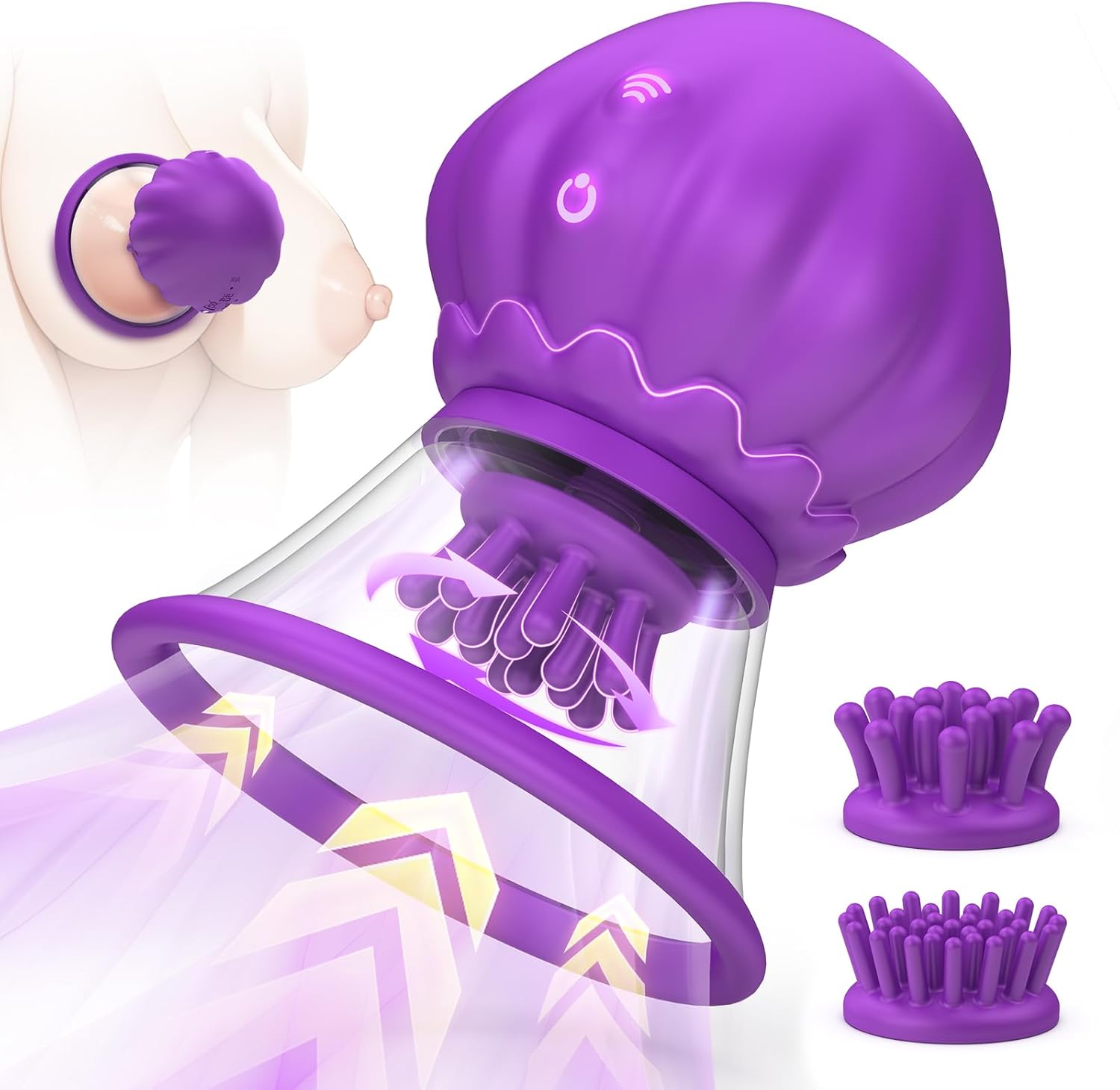 Nipple Toy Sex Toy Vibrator Suction Cup - Jellyfish Nipple Suction Cup with 10 Rotations and Powerful Sucking Function, Detachable Nipple Vibrator Adult Toy Clitoris Nipple Anal Stimulator