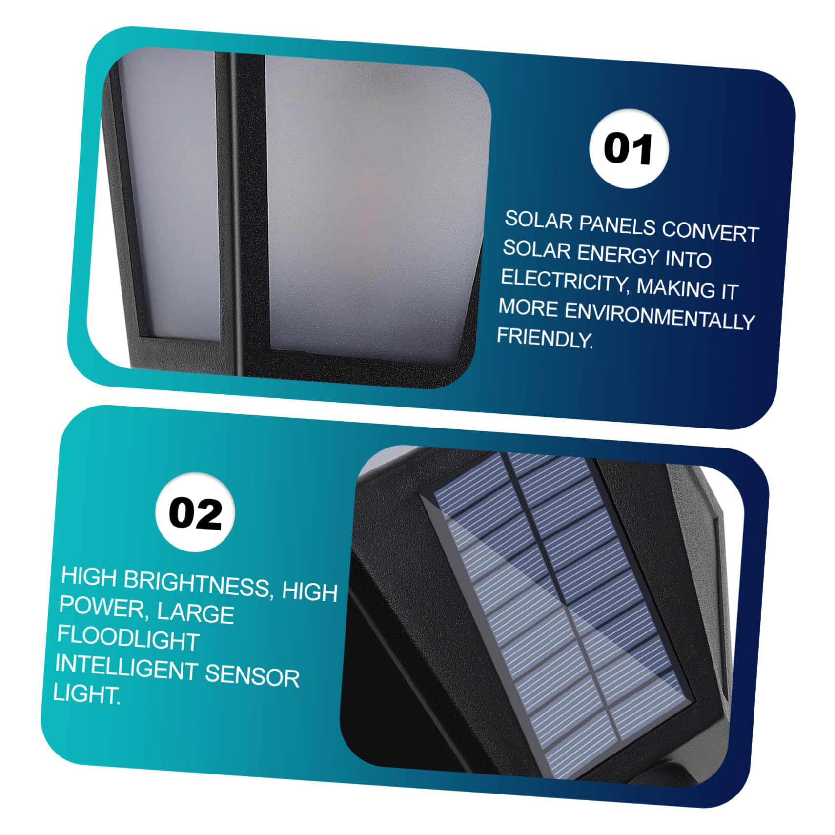 jojofuny Solar Außenwandleuchte LED mit 2 Smd, Schwarz, 1 Satz