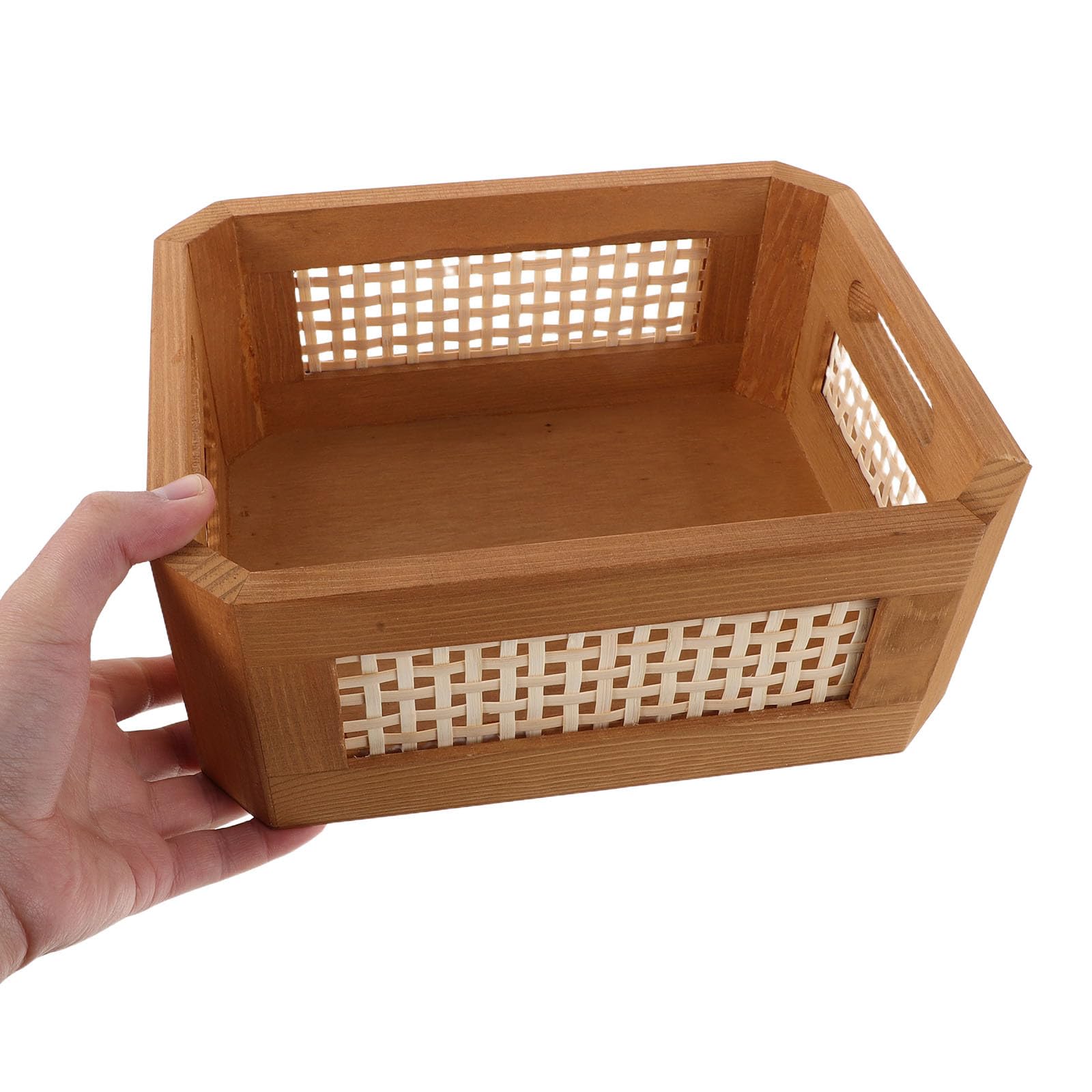 TOYANDONA Pudełko do przechowywania w stylu retro: Naturalnie tkany organizer na biurko – dekoracyjny organizer na drobiazgi, książki, butelki szamponu, 9,8" x 7,8" x 3,9&;
