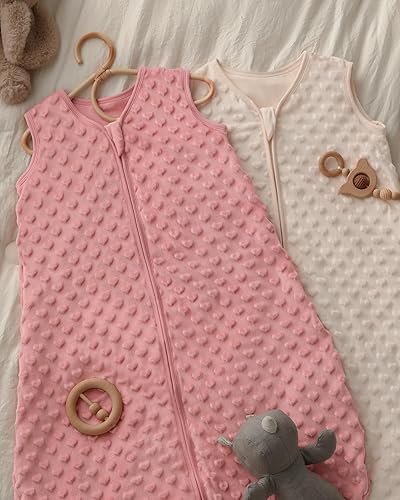 Miniatura 7 de Yoofoss TOG 1.5 - Saco de dormir de forro polar para bebé de 6 a 12 meses con puntos de felpa, manta para bebé con cremallera de 2 vías, saco de