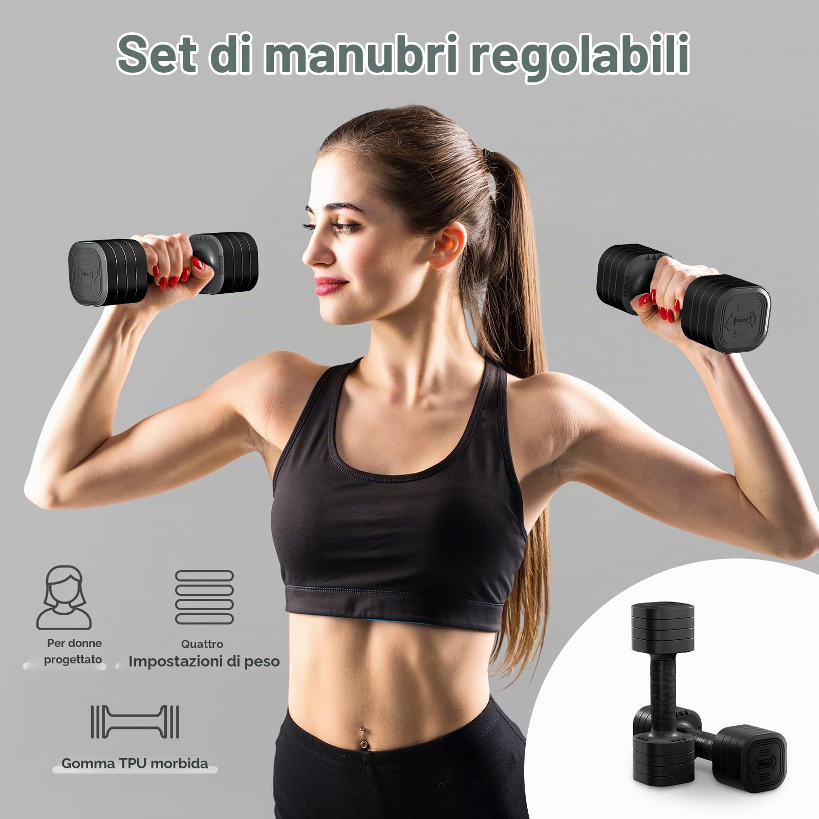 Dripex Set di manubri regolabili, 1 paio da 2,5 kg x 2 o 5 kg x 2 o 7,5 x 2, 6 dischi con un peso di 0,25 kg o 0,5 kg o 0,75 kg