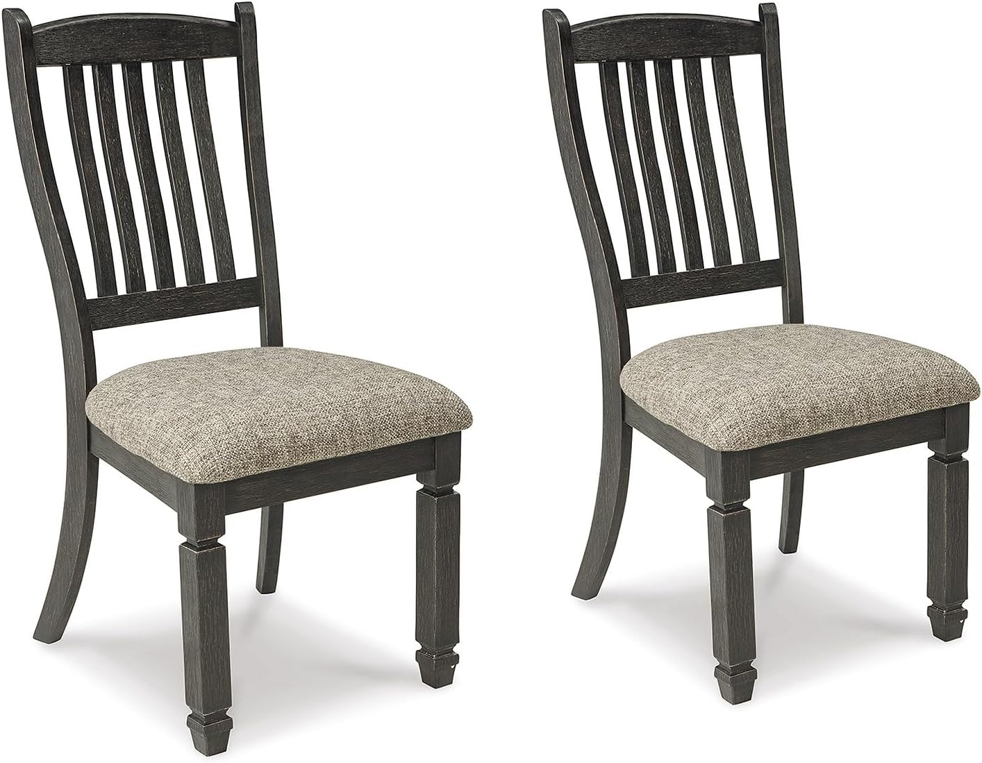 Signature Design by Ashley Tyler Creek Dining Room Upholstered Side Chair, 2 Count, Solid Wood, 19.25" H, Black and Grayish Black
