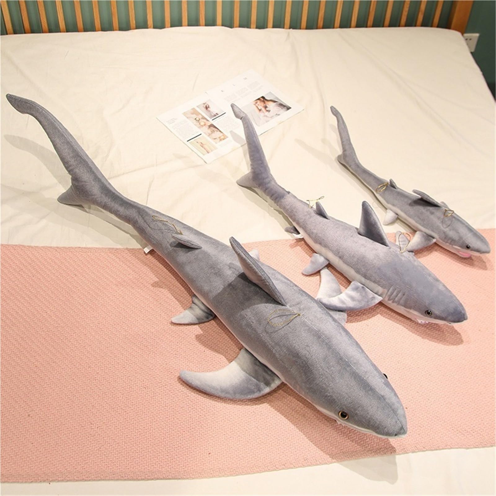 Hai Plüschtier, Kuscheltier Weißer Hai Weiches Kuscheliges Stofftier Wurfkissen Simulation Von Meerestieren Plüsch Spielzeug Für Kinder(140cm/55.1in)