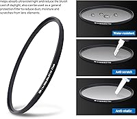 Vista 4 de JJC Filtro UV Multi-Revestido de 82mm para Sigma 24-70mm F2.8 DG DN II, Canon RF 15-35mm f2.8, EF 24-70mm f2.8L, Nikon Z 14-30mm f4 S, Sony FE