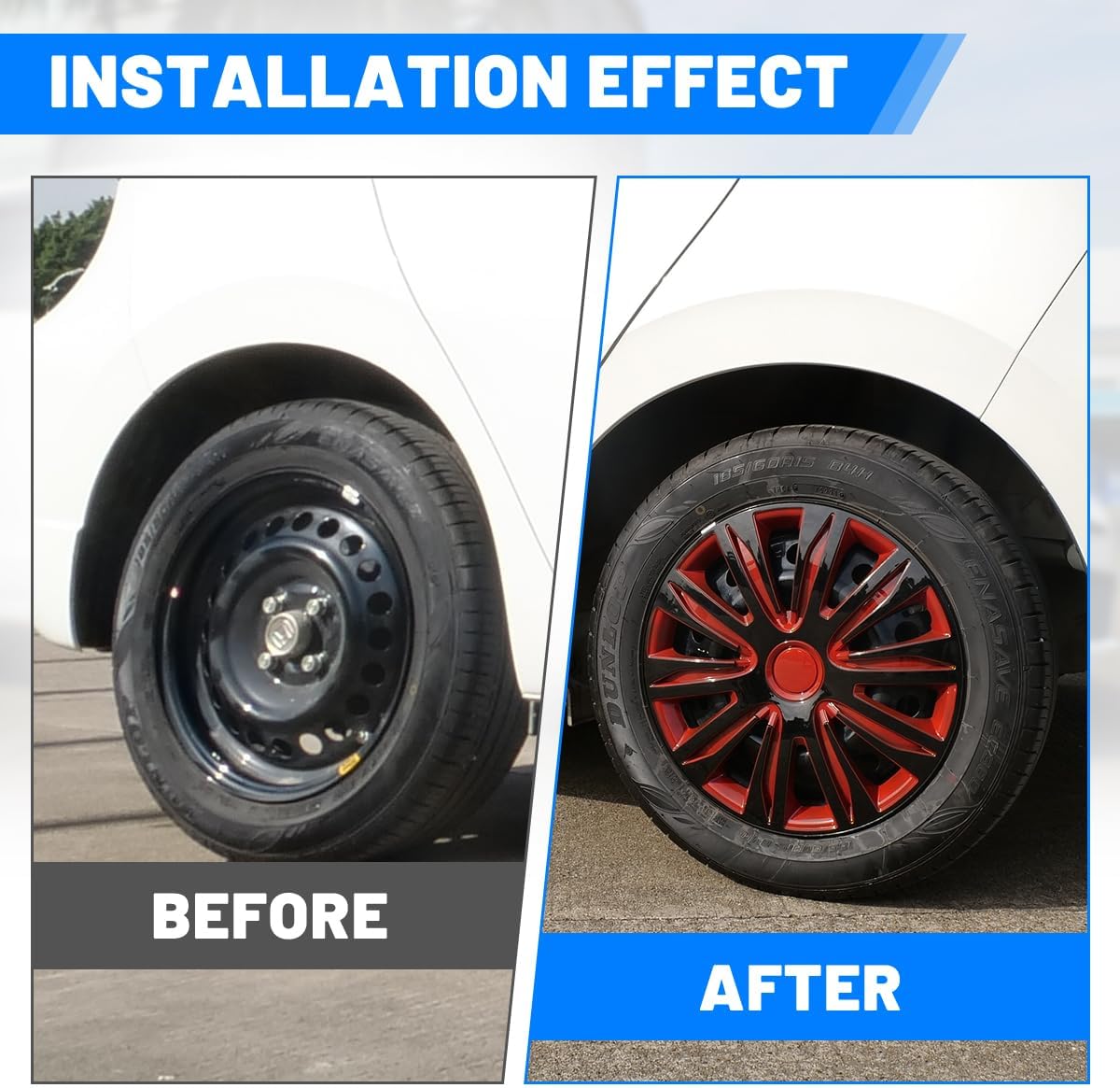 WOLFSTORM 4-Pack 17 Inches Wheel Rim Cover Hubcaps,Redesign Fashion Style Replacement Hubcaps,Car Truck SUV Hub Accessories,Black&Red&Lacquer